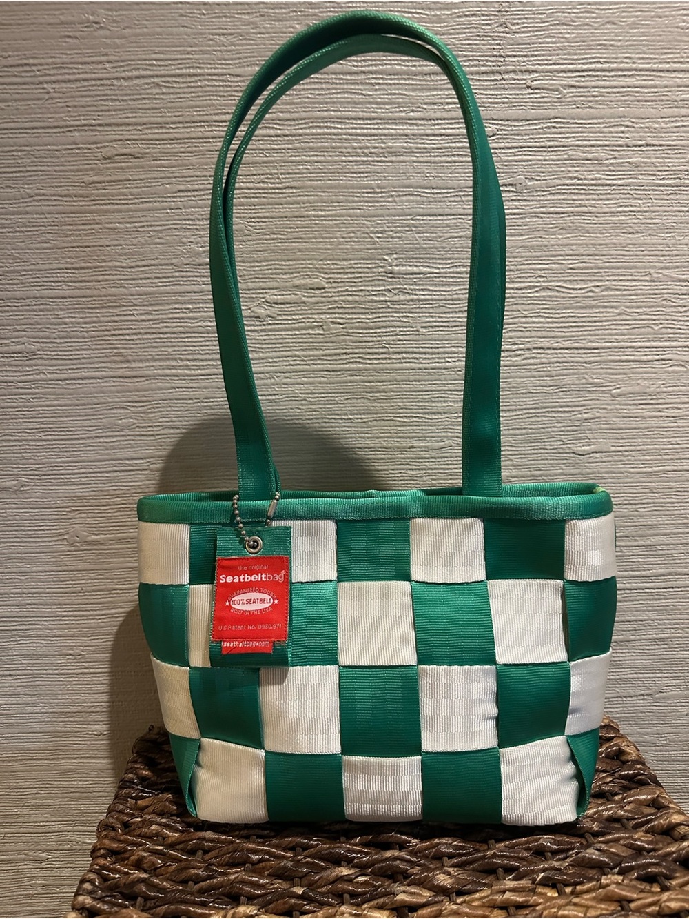 Green & White Checker Tote Bag/The Original seatbelt bag